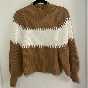 French Connection - Brown and White Ribbed Sweater